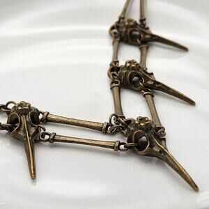 Brass Bird Skull Spike Necklace